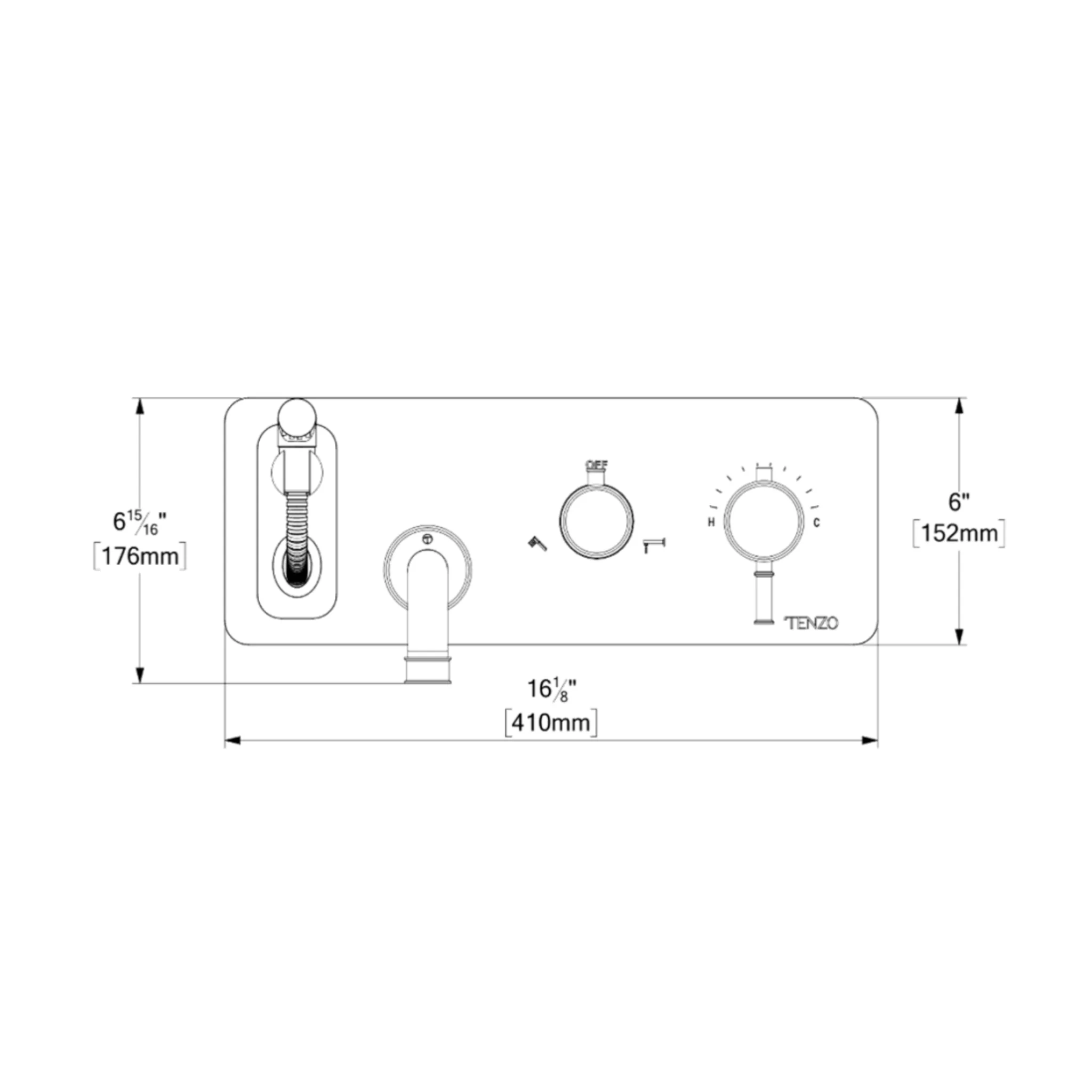 Robinet de bain mural avec boyau rétractable Collection Alyss - Image 5