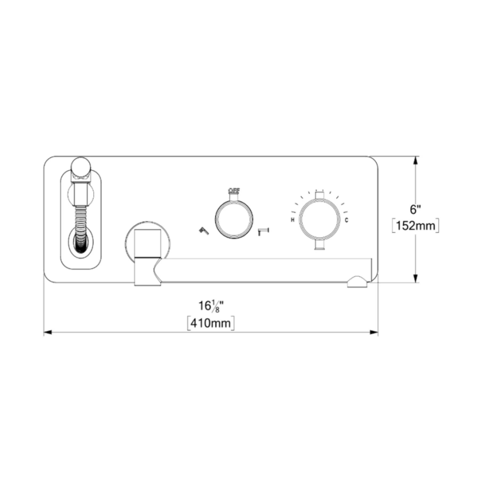 Robinet de bain mural avec boyau rétractable et bec pivotant Collection Alyss - Image 6