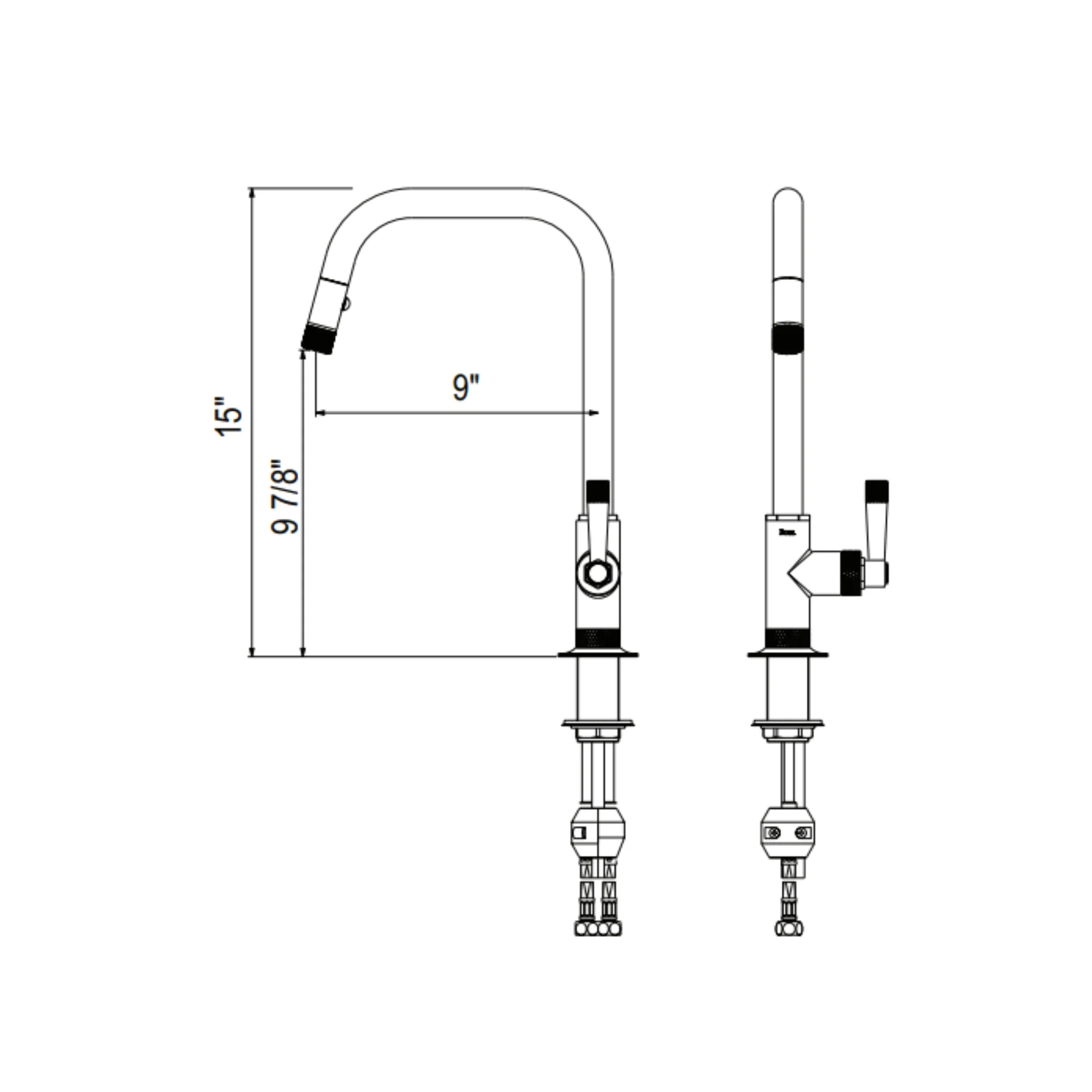 Robinet de cuisine avec douchette Bec en U Collection GRACELINE - Image 7