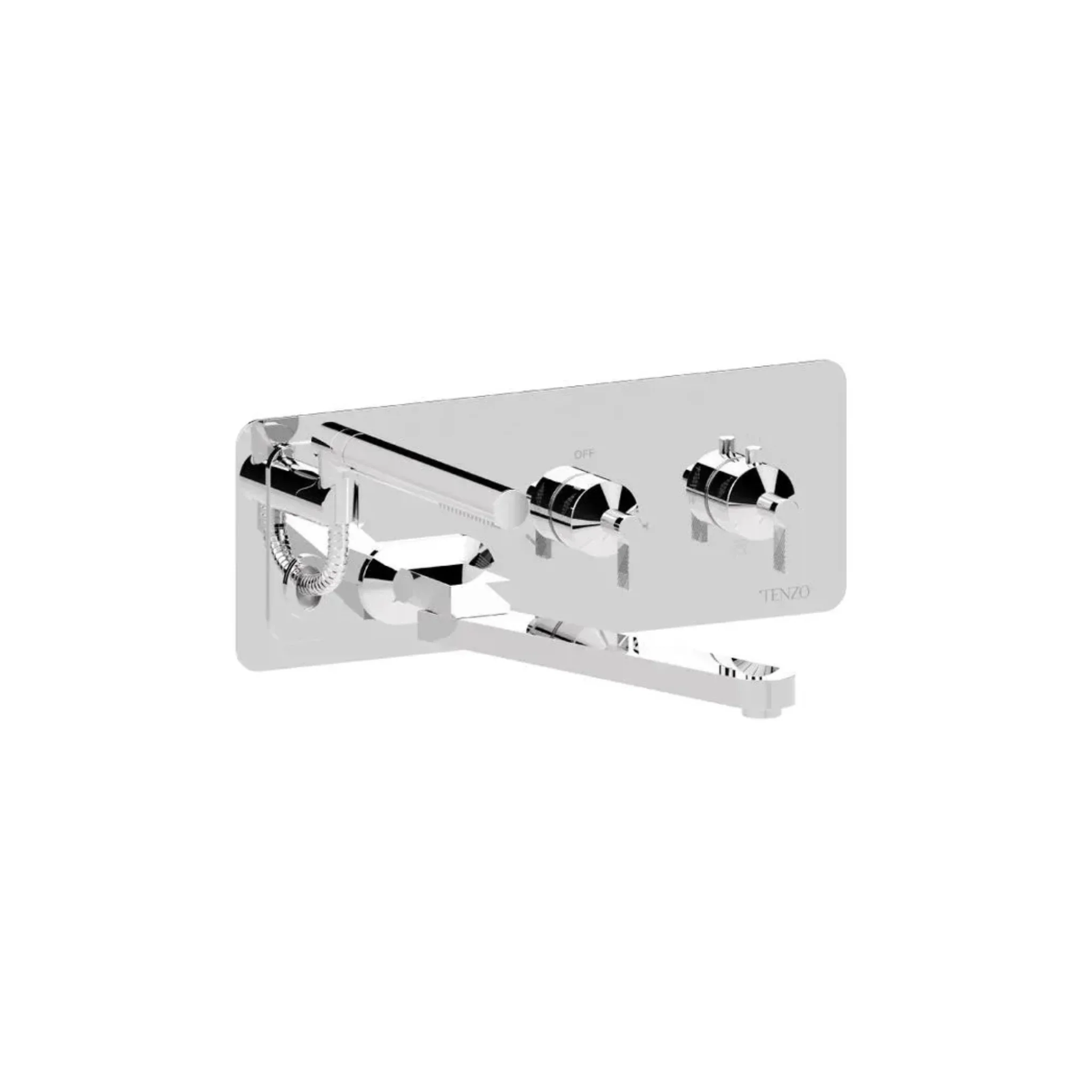 Robinet de bain mural avec boyau rétractable et Bec pivotant Collection Paloma