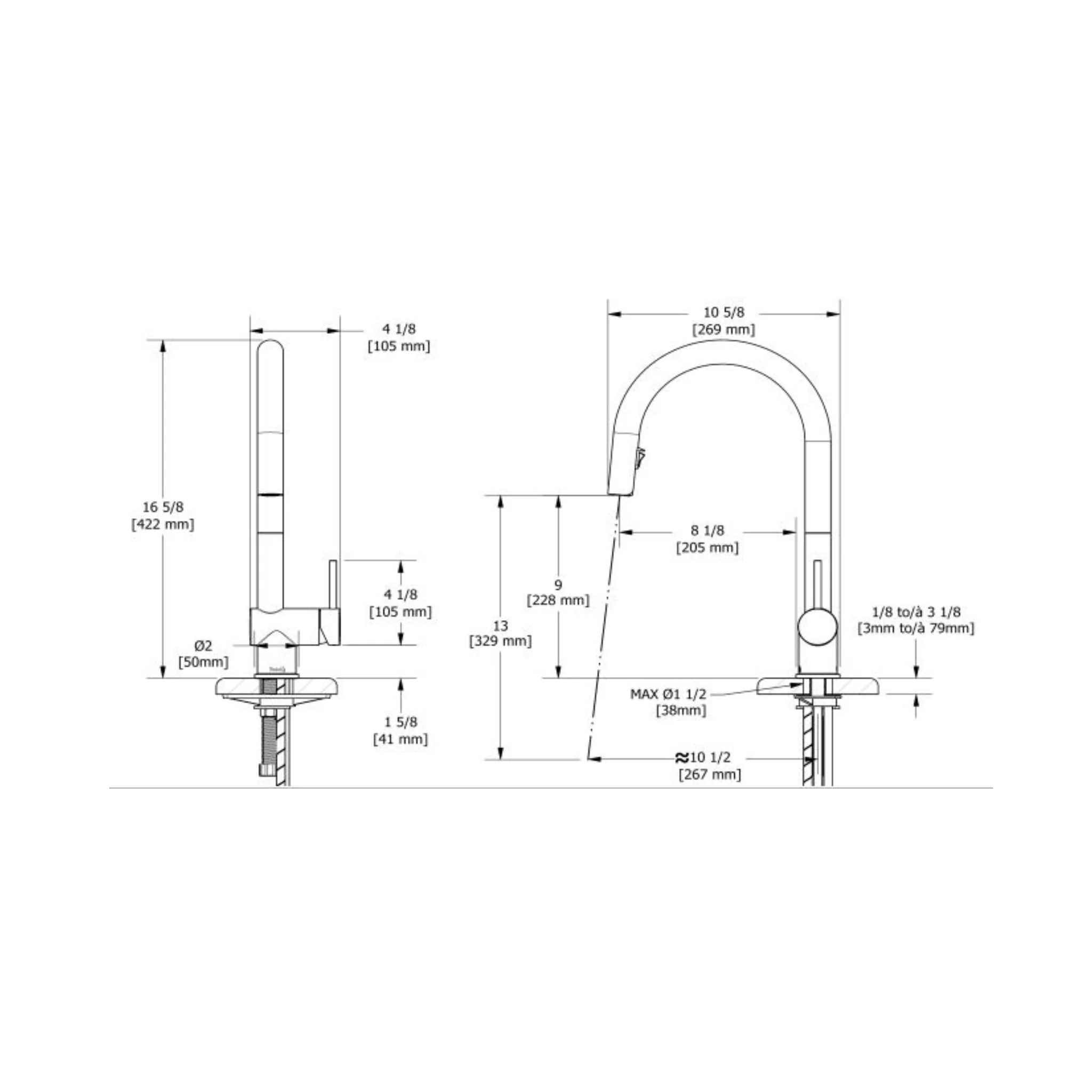 Robinet de cuisine rétractable, Bec en C, Collection Azure - Image 6