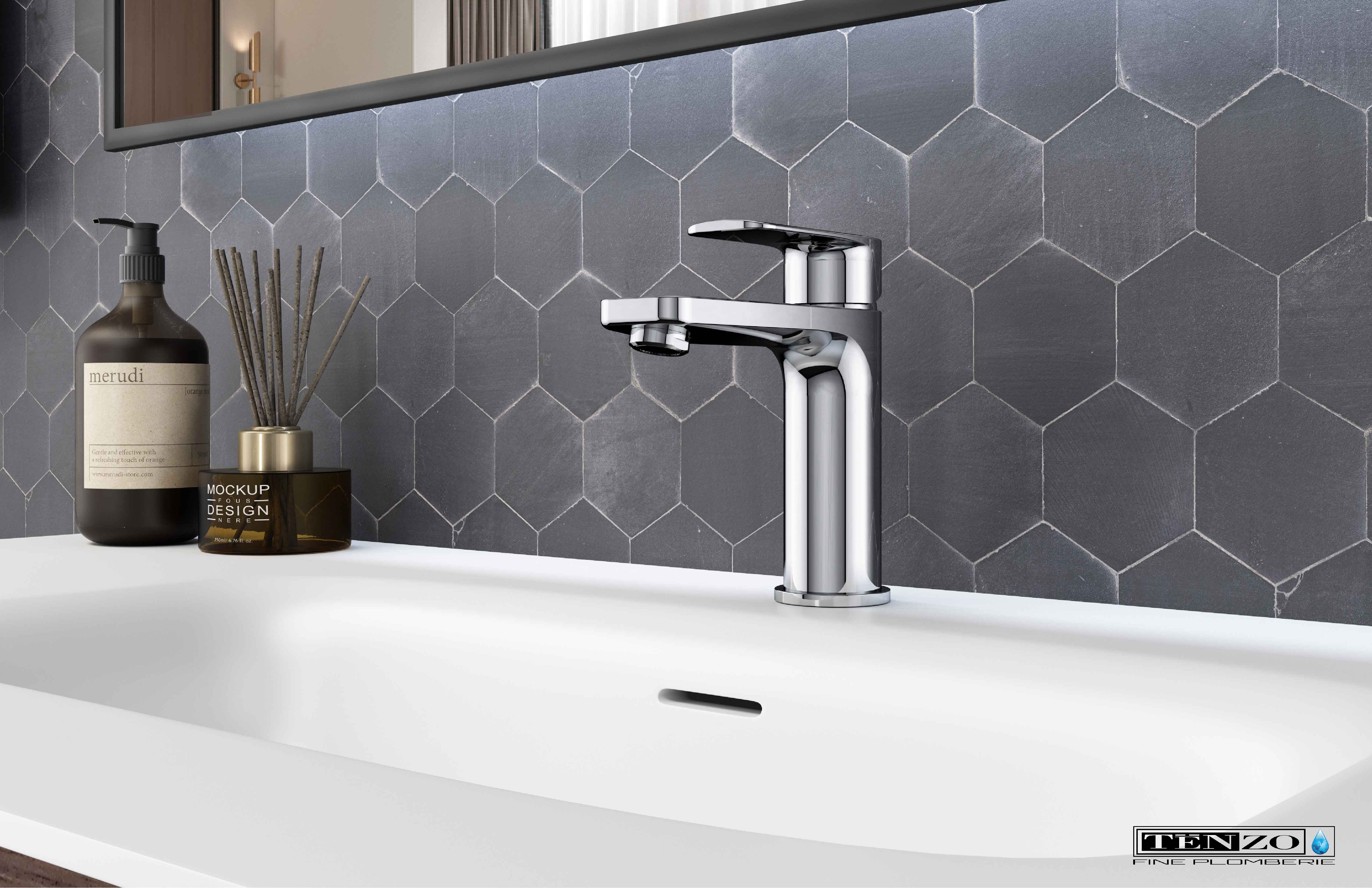Robinet de lavabo monotrou collection Delano avec drain (overflow) - Image 5