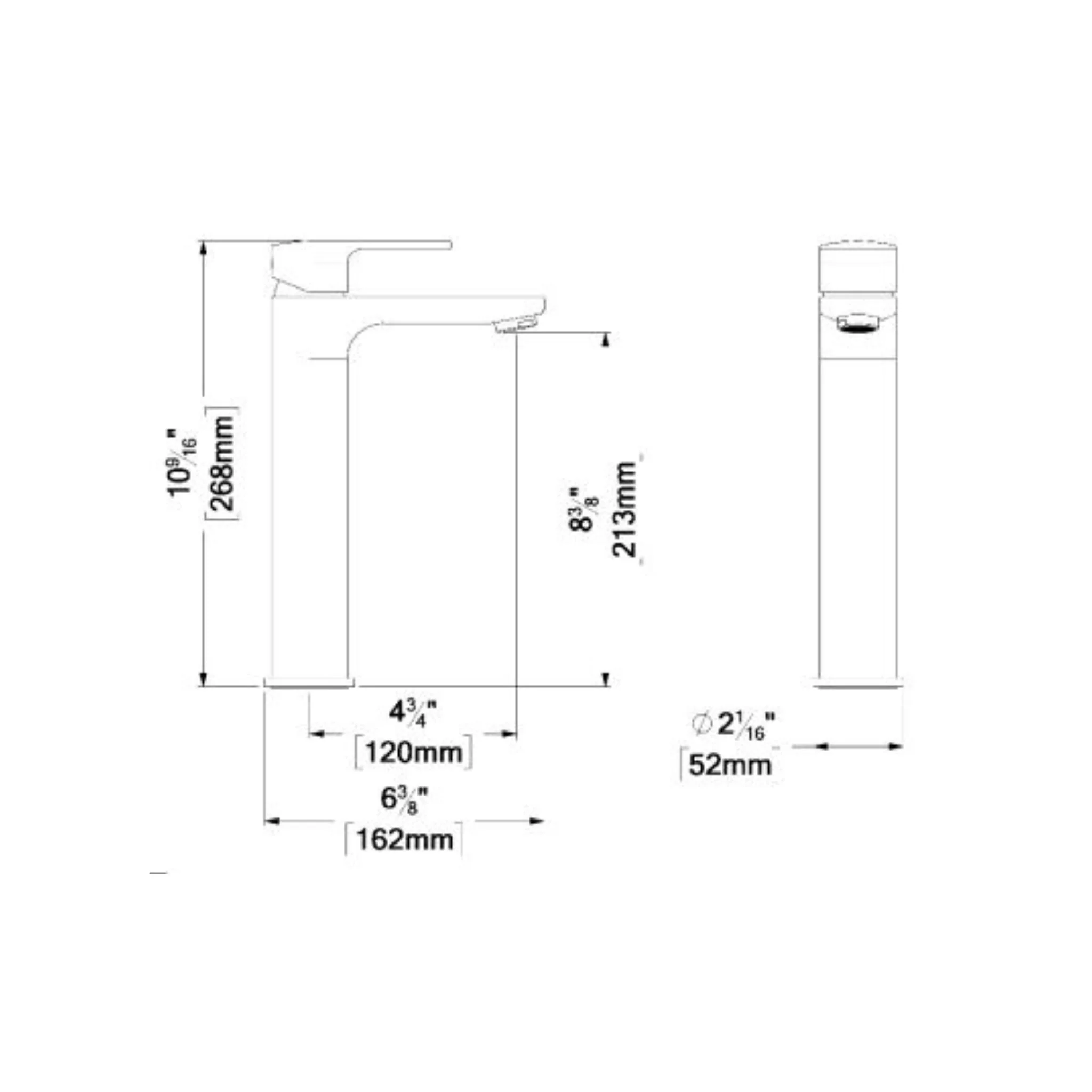 Robinet de lavabo monotrou haut collection Delano avec drain (overflow) - Image 6