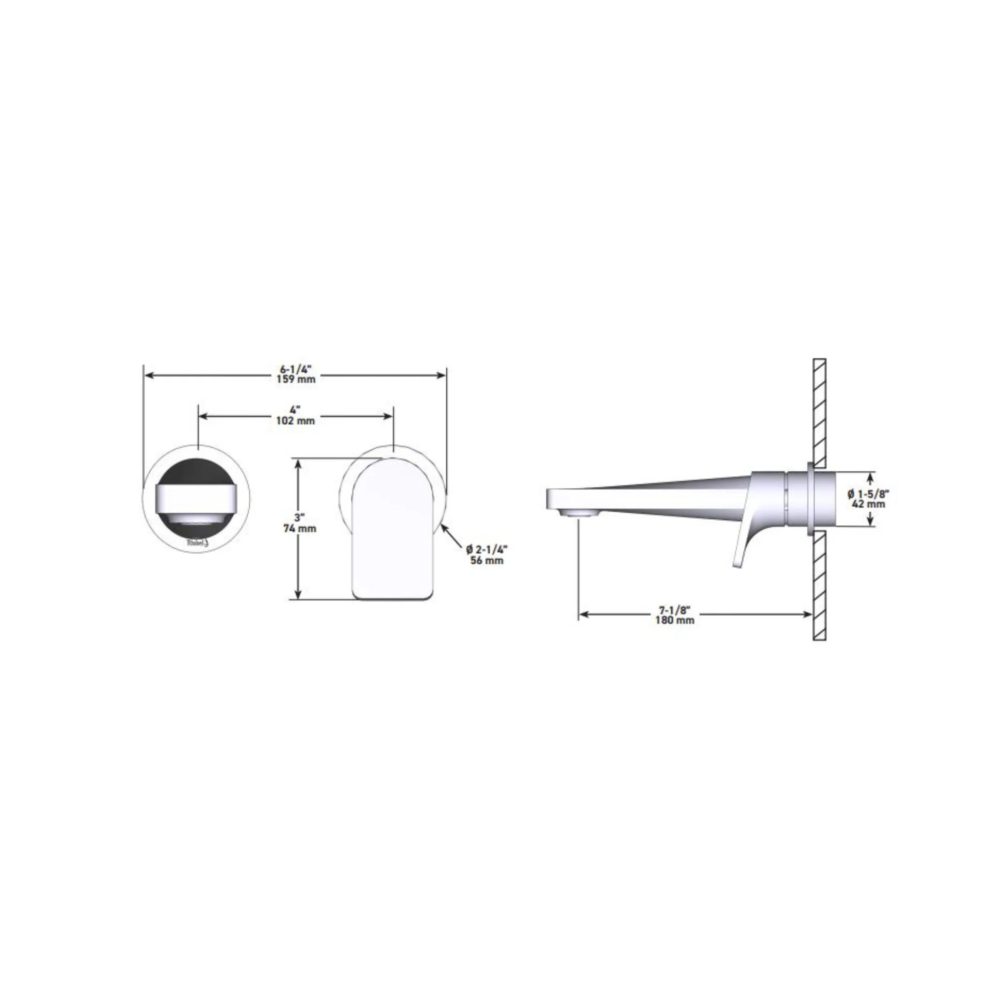 Robinet de lavabo mural 360 Collection Ode - Image 5