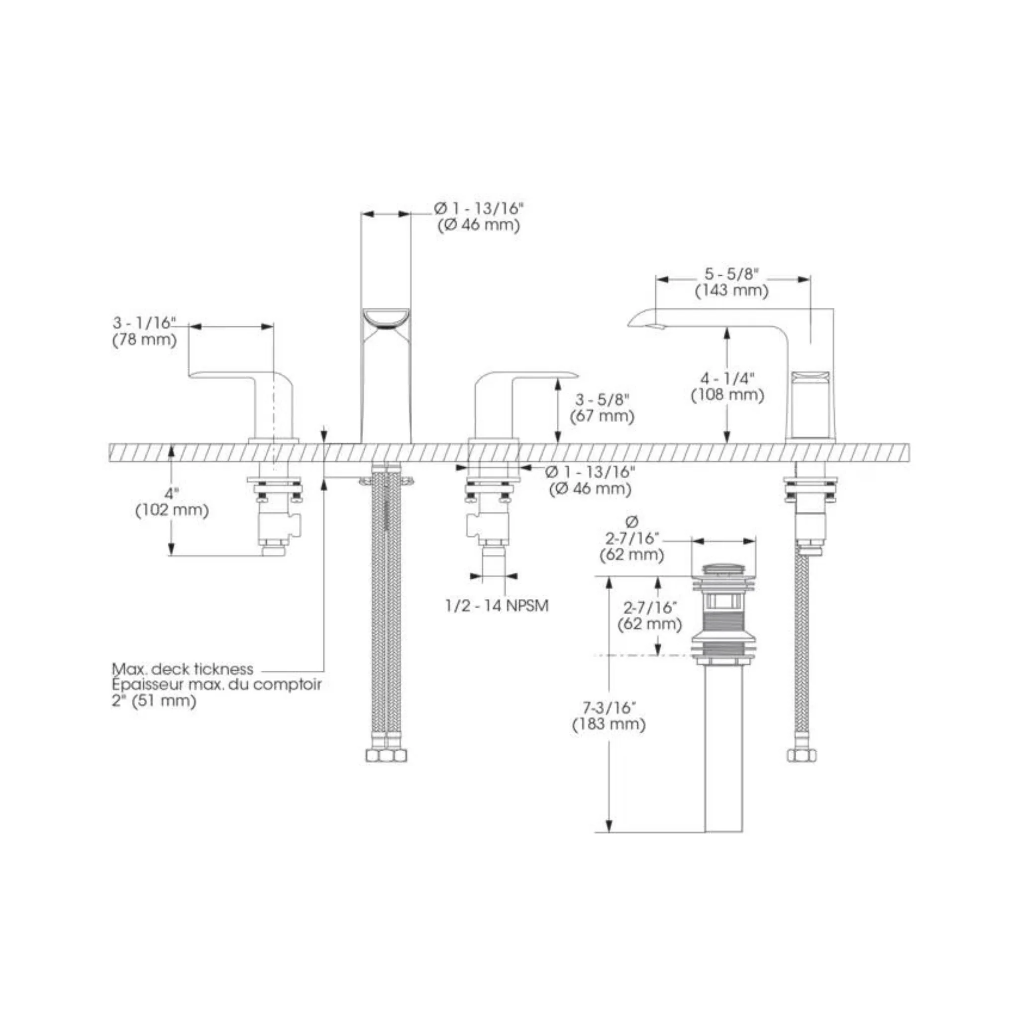 Robinet de lavabo avec aérateur pivotant 3 morceaux Collection KARA - Image 3