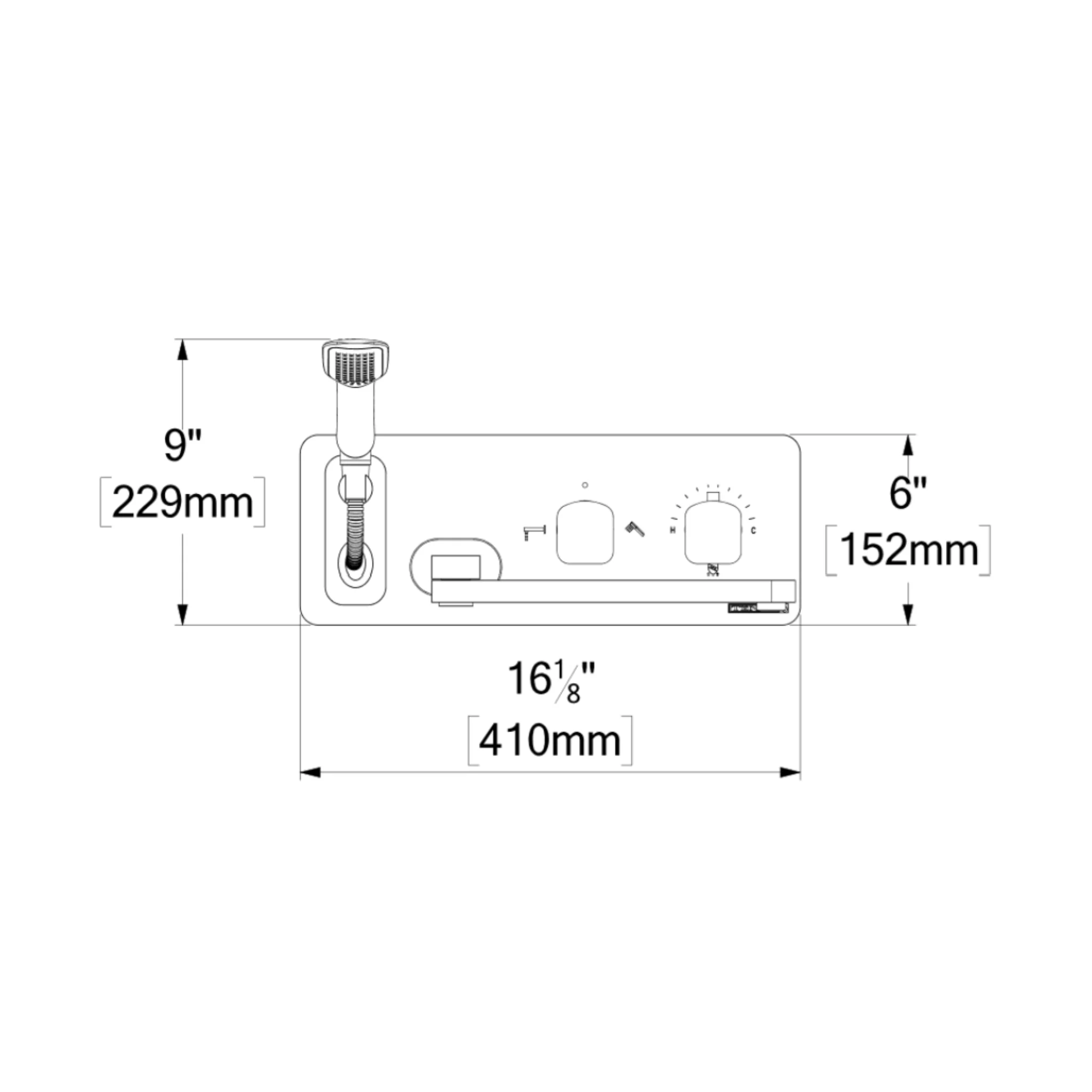 Robinet de bain mural avec boyau rétractable et bec pivotant collection Delano - Image 7