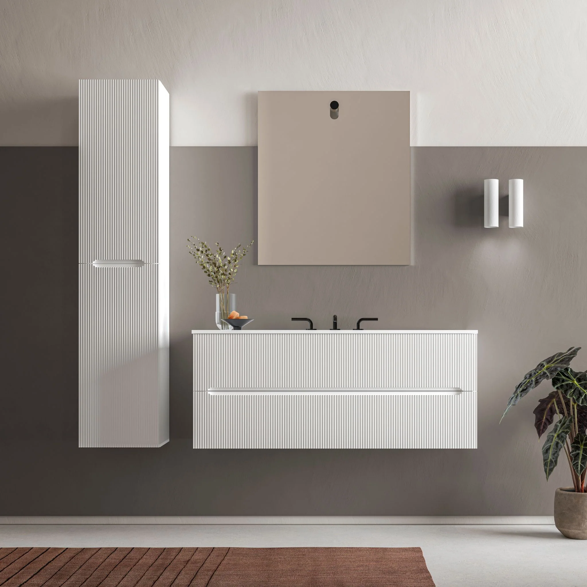 Vanité murale 48" Surface Solide Fini mat Collection Runway - Image 2