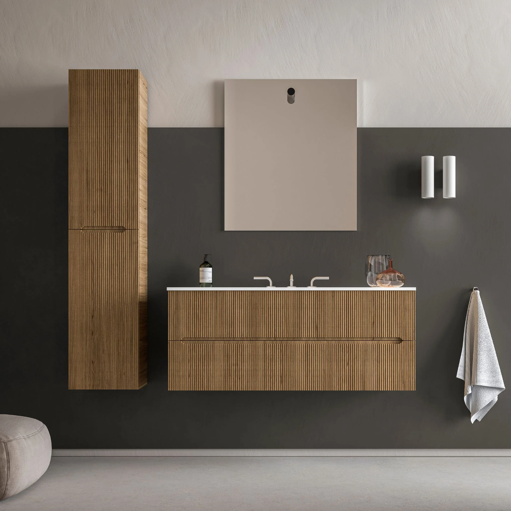 Vanité murale 48" Surface Solide Fini mat Collection Runway - Image 3